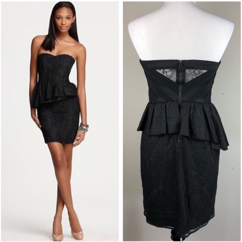 Alice + Olivia black strapless peplum dress